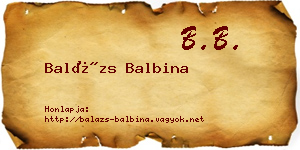 Balázs Balbina névjegykártya
